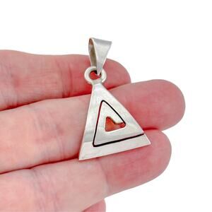 Vintage Sterling Silver 925 Triangle Spiral Cutout Geometric Modernist Pendant